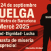 Alternativa Sindical se suma a la huelga en el Metro de Barcelona durante La Mercè 2025