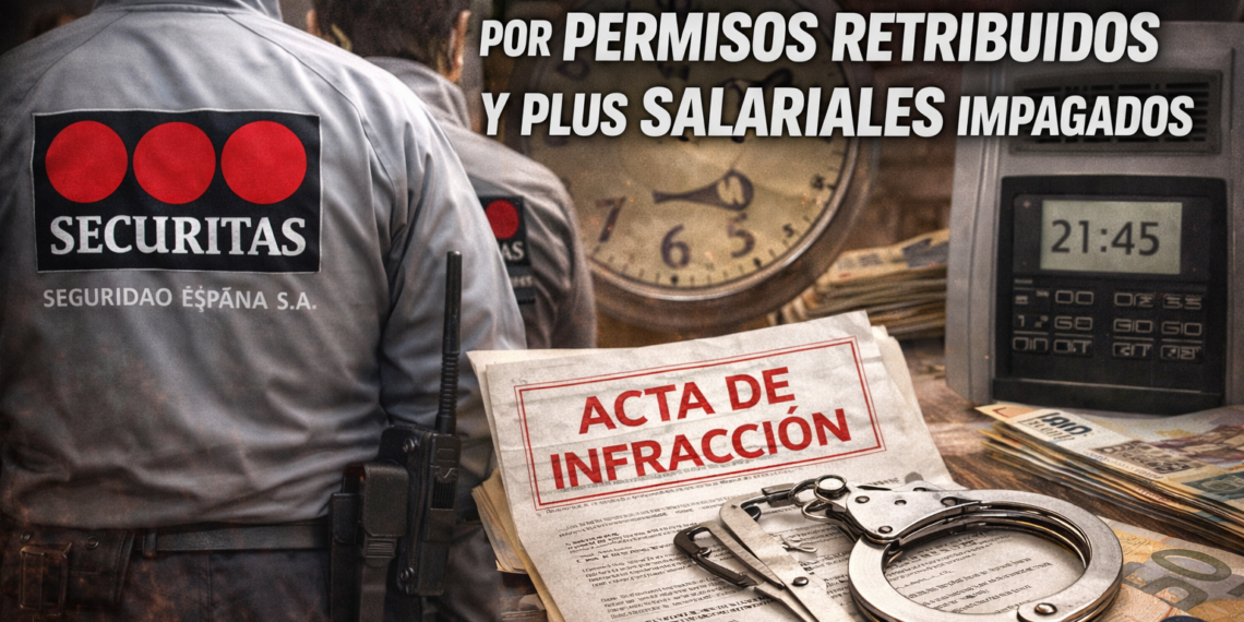 NUEVA ACTA DE INFRACCIÓN CONTRA Securitas Seguridad España POR INCUMPLIR EL CÓMPUTO DE PERMISOS RETRIBUIDOS Y EL ABONO DE PLUSES SALARIALES